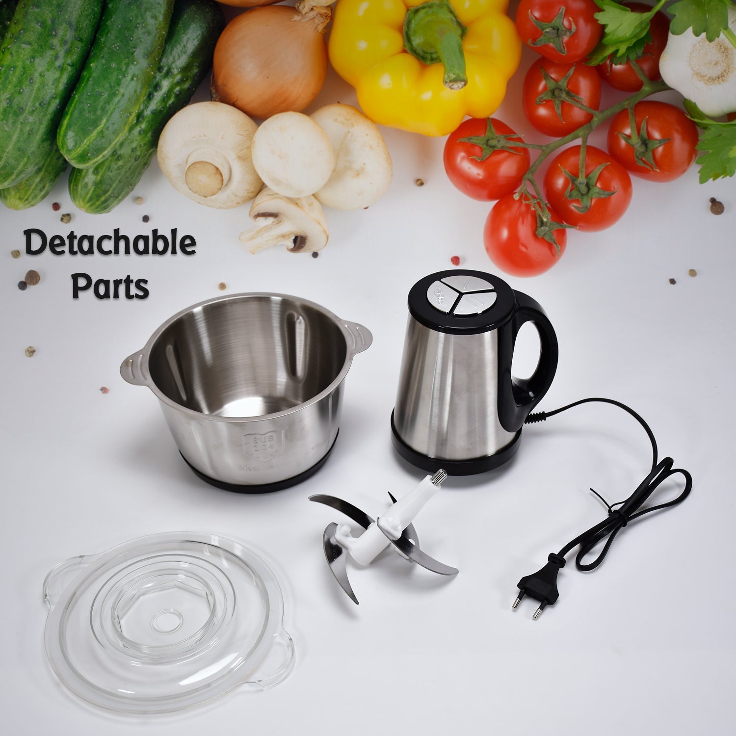 2362 STAINLESS STEEL ELECTRIC MEAT GRINDERS WITH BOWL HEAVY FOR KITCHEN FOOD CHOPPER, MEAT, VEGETABLES, ONION , GARLIC SLICER DICER, FRUIT & NUTS BLENDER (2L, 250WATTS) DeoDap 2362 STAINLESS STEEL ELECTRIC MEAT GRINDERS WITH BOWL HEAVY FOR KITCHEN FOOD CHOPPER, MEAT, VEGETABLES, ONION , GARLIC SLICER DICER, FRUIT & NUTS BLENDER (2L, 250WATTS) DeoDap